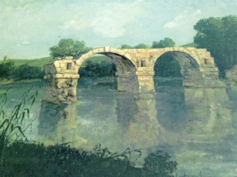 Pont romain peint par Courbet en 1857 - Ambrussum près du Camping du Pont de Lunel, camping 2 étoiles, location camping caravaning à Lunel près de Nîmes et Montpellier dans l'Hérault en Languedoc Roussillon
